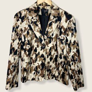 Laura Camo Blazer Brown Jacket Camouflage‎ Size 16 Camouflage Professional Boho